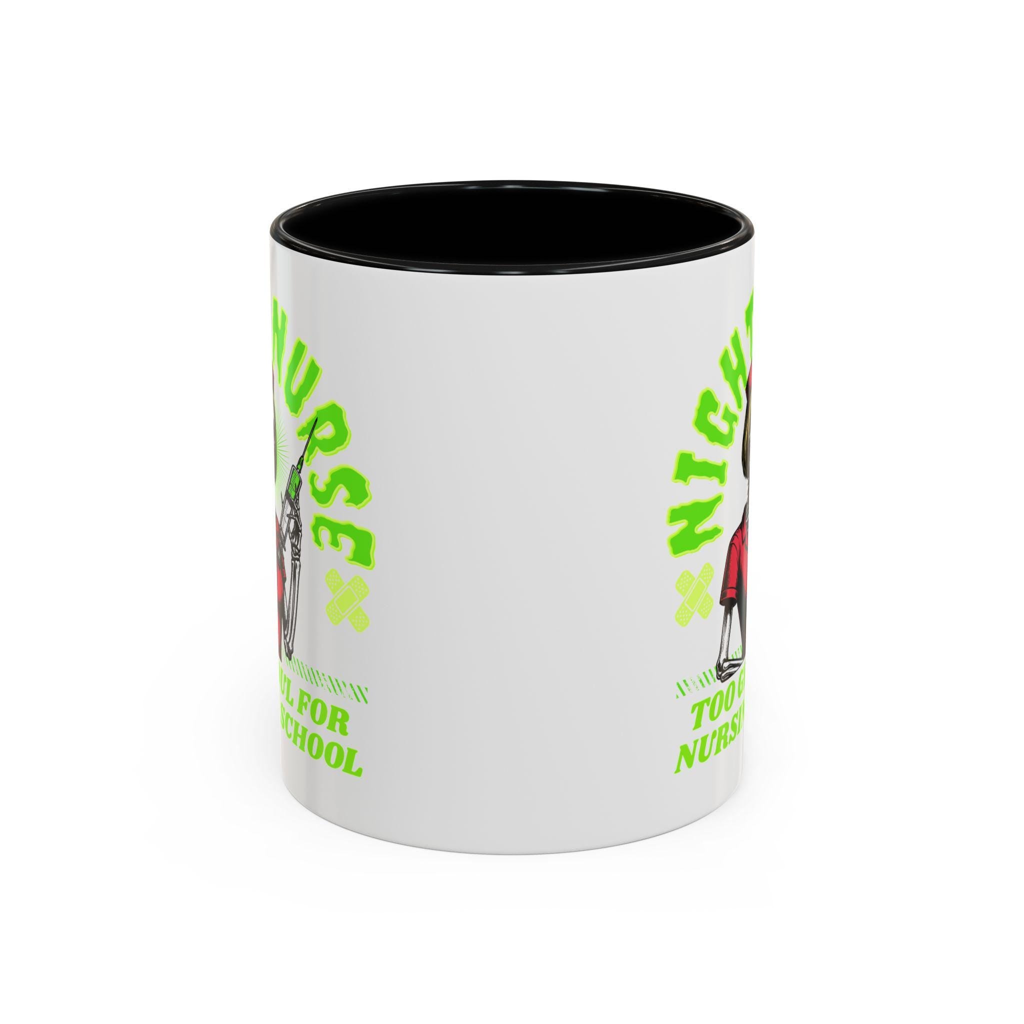 Night Nurse Skull Nurse Mug | Too Ghoul For Nursing School Accent Coffee Mug, Funny Medical Mug, Nurse Graphic Spooky Horror Mug, Gift Mug