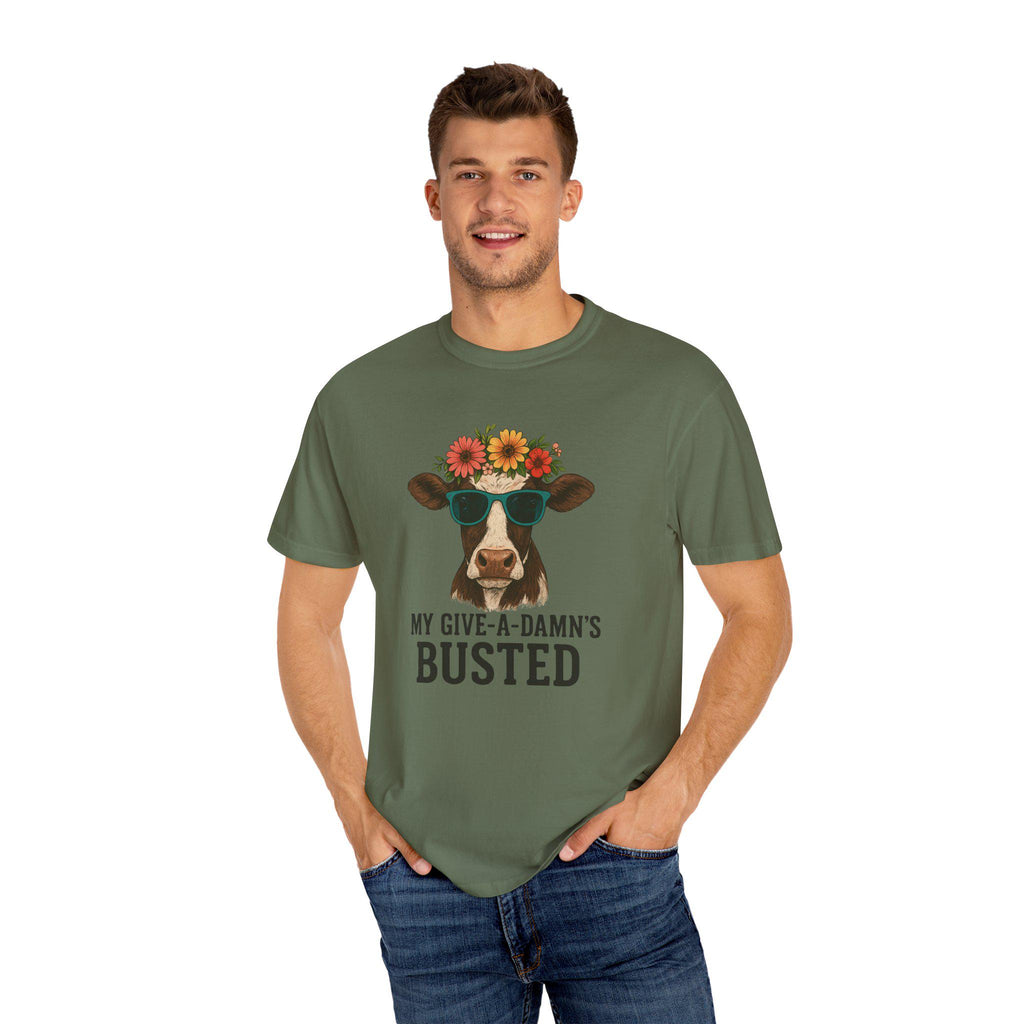 Busted Give-a-Damn Cow Graphic T-Shirt, Unisex Vintage Tee