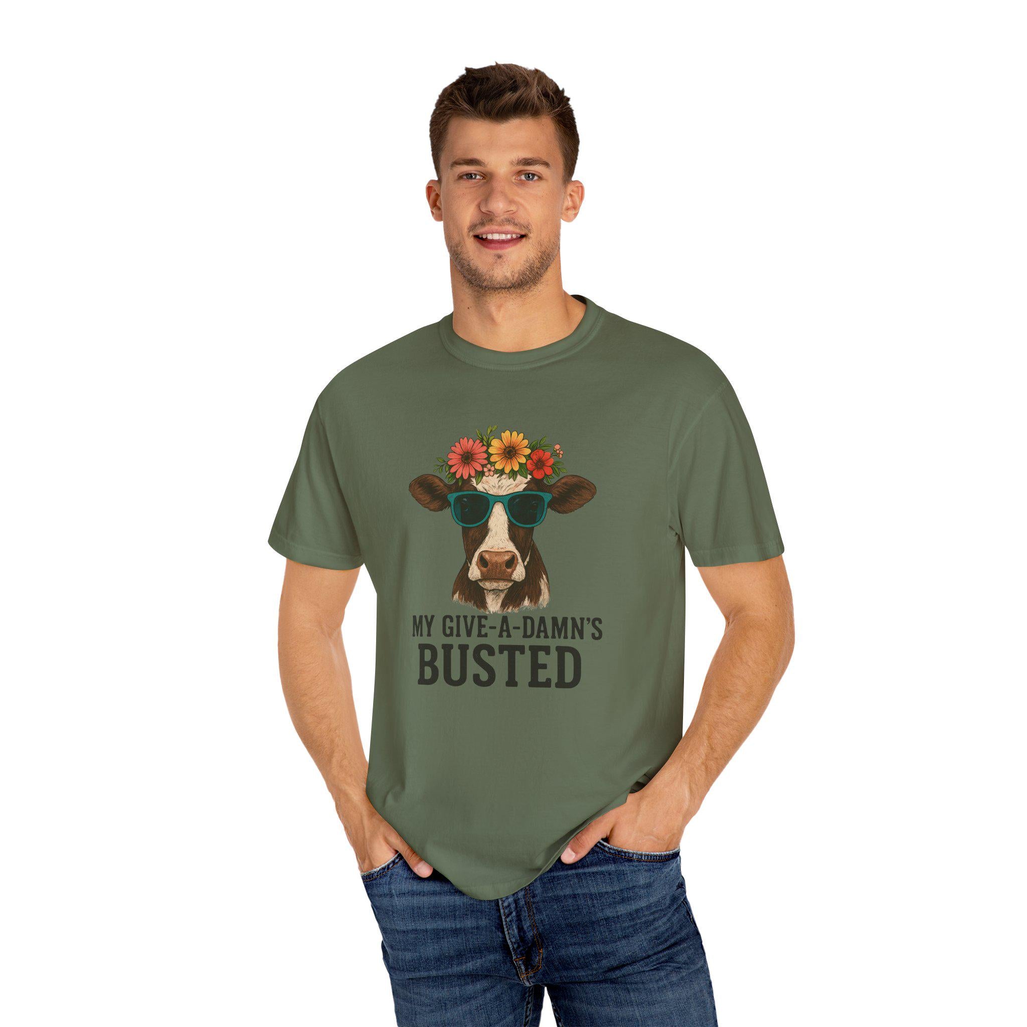 Busted Give-a-Damn Cow Graphic T-Shirt, Unisex Vintage Tee