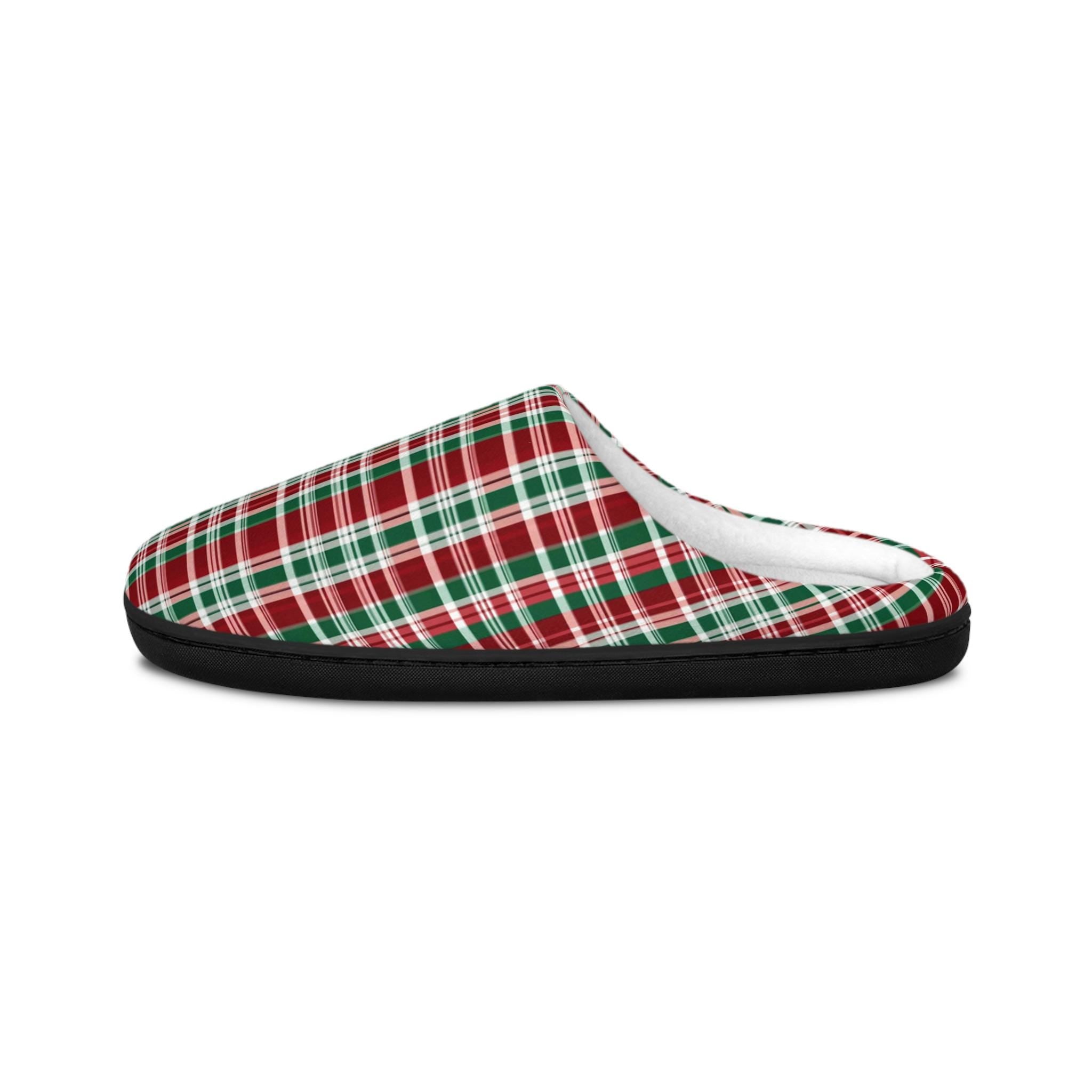 Women's Flannel Plaid Slippers, Soft Indoor Shoes