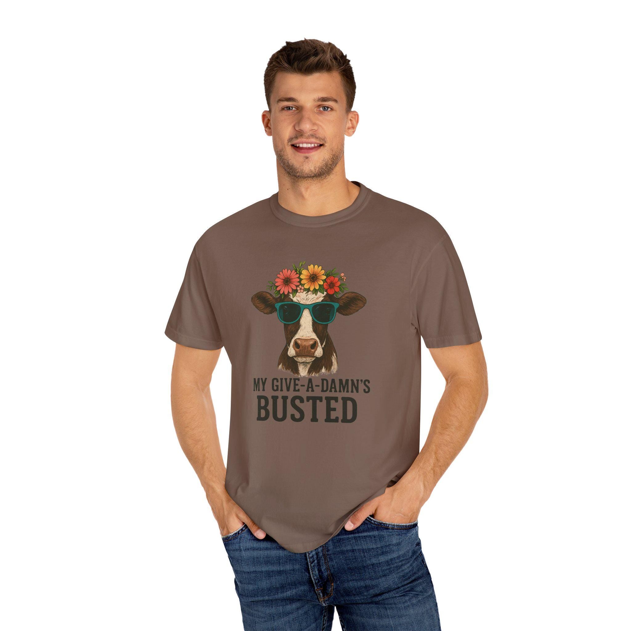 Busted Give-a-Damn Cow Graphic T-Shirt, Unisex Vintage Tee