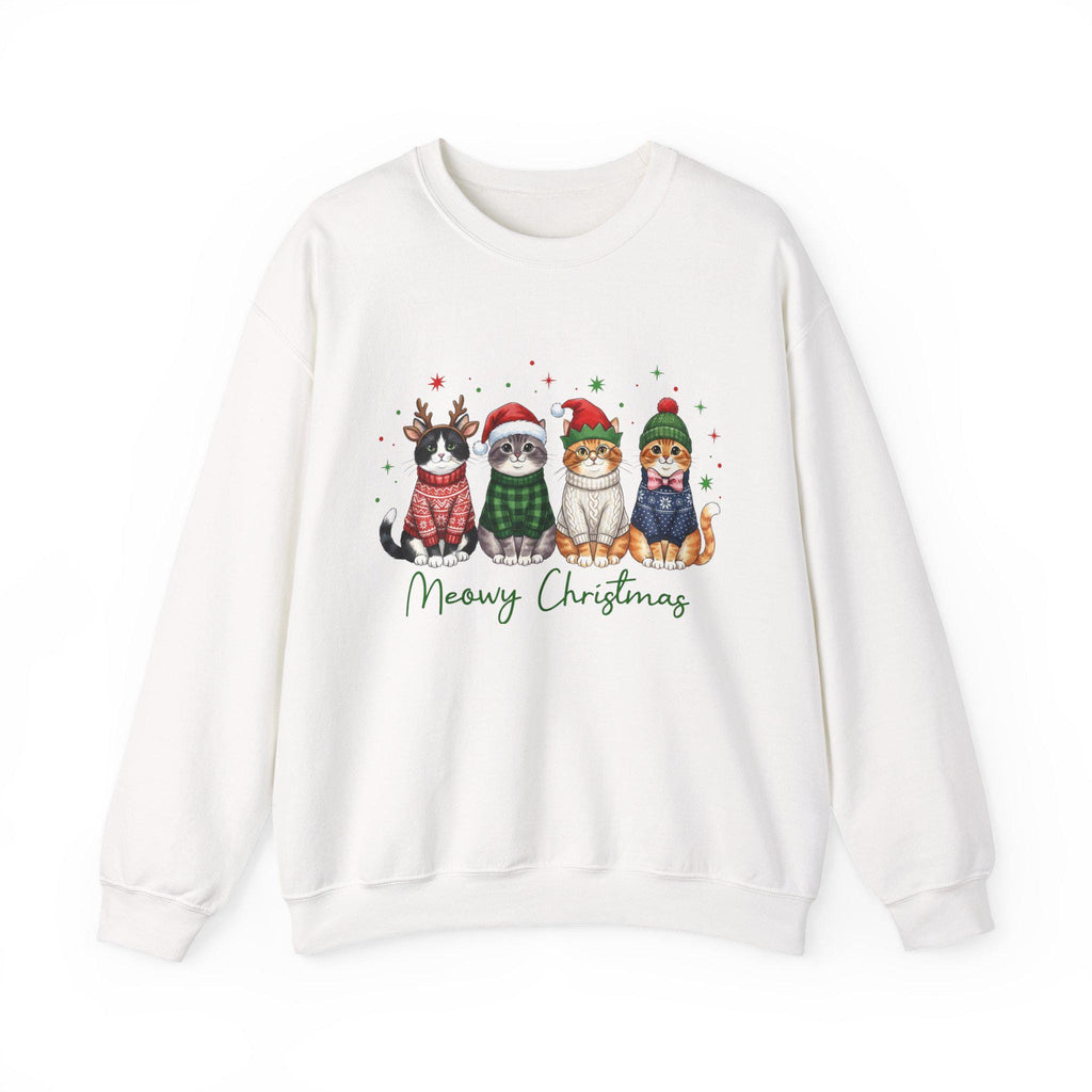 Meowy Christmas Sweatshirt, Funny Cat Christmas Sweater, Cat Mom Holiday Shirt, Christmas Cat Crewneck, Cute Cat Lover Gift, Xmas Sweatshirt