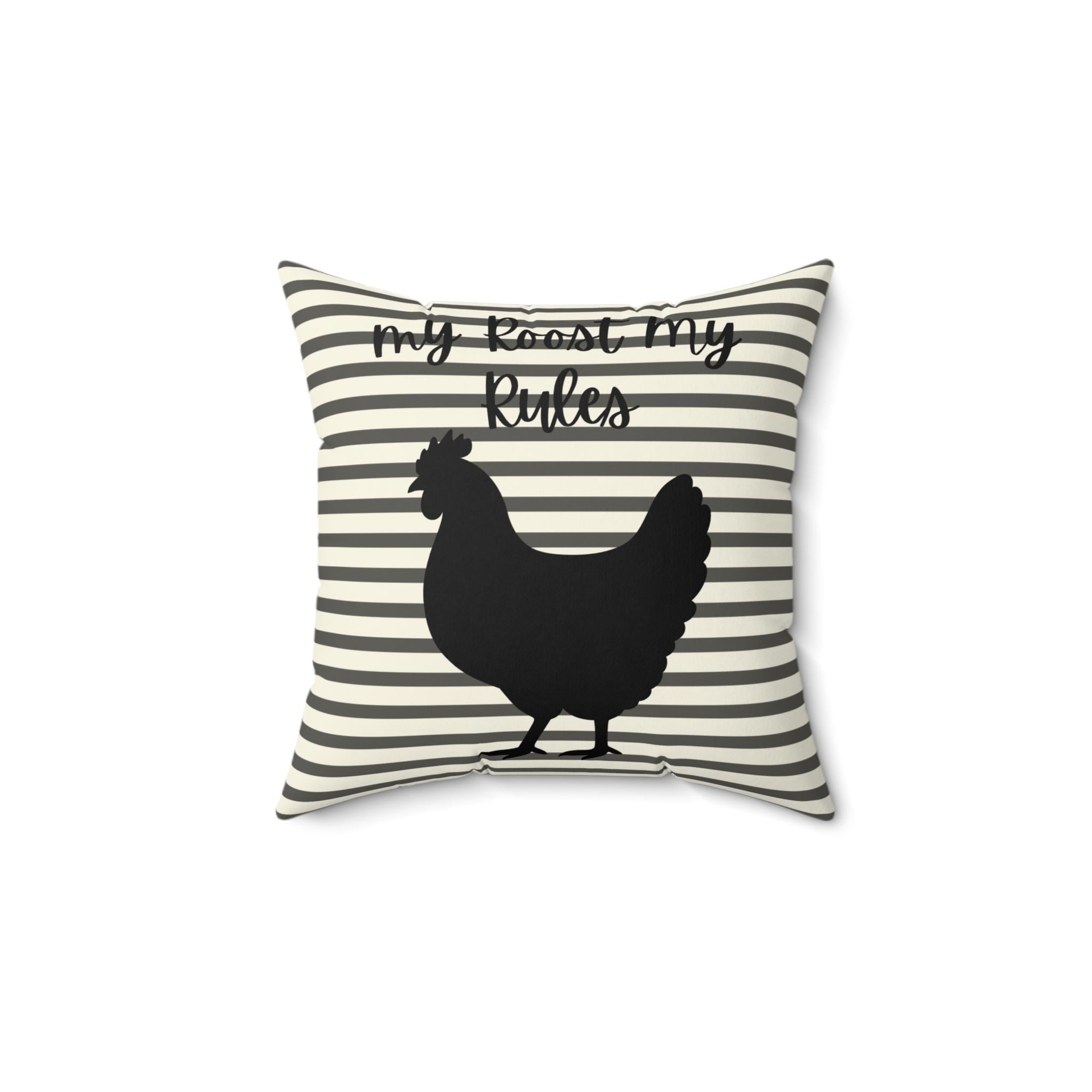 Chicken Pillow | Striped Farmhouse Throw Pillow, Rustic Country Cottage Décor