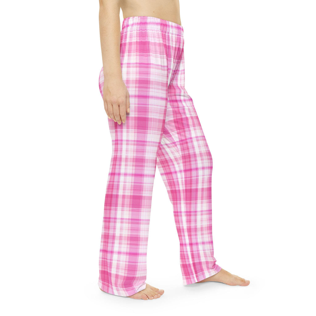 Pink Plaid Pajama Pants, Women's Cozy Sleepwear